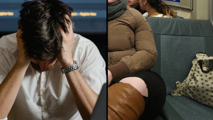 女人在被男人接近后拒绝将袋子从空列车上移开
