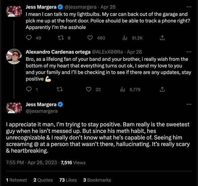 杰西·马格拉（Jess Margera）声称他的兄弟有“冰毒习惯”。学分：Twitter/ @jessmargera