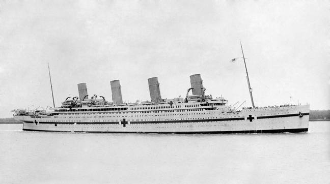 HMS Britannic was redesigned to be a hospital during WWI. Credit: Britannica/State Library Victoria