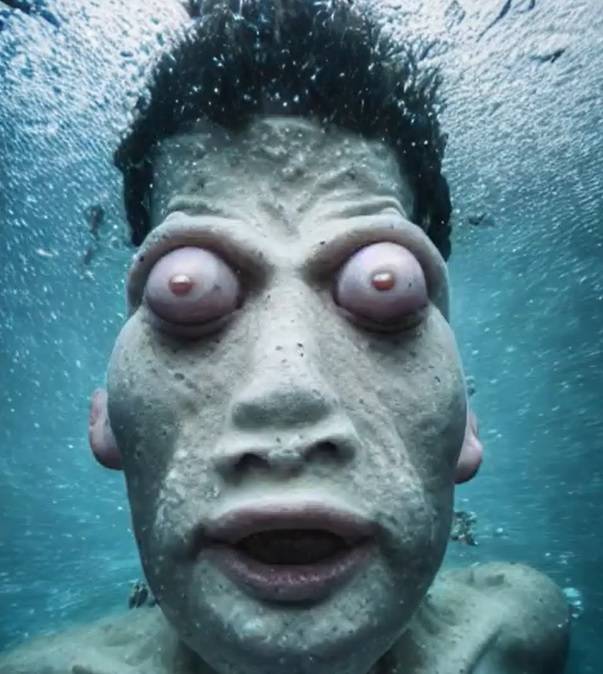 这张淹没雕像的照片正在吓坏那些没有恐惧症的人。学分：tiktok/@br1ghtfacts