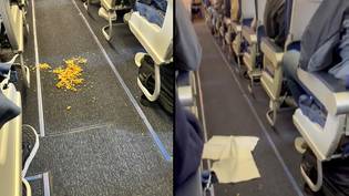 Flight attendant 'refuses to let plane take off' until they clean up mess dropped in the aisle