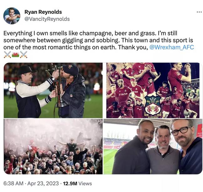 瑞安·雷诺兹（Ryan Reynolds）显然是由胜利组成的。学分：Twitter/@vancityreynolds
