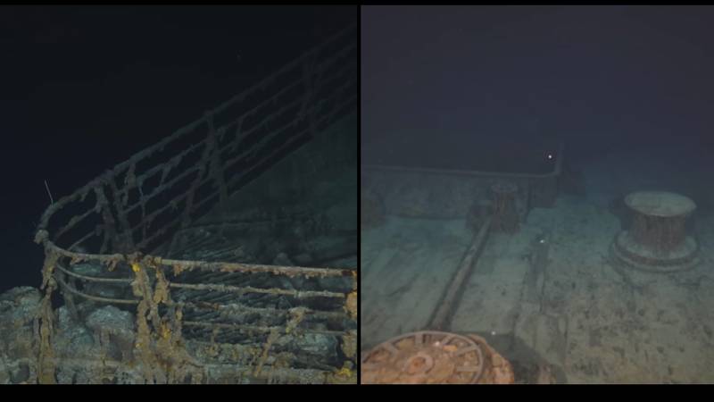 录像显示海门探险队海洋底部的泰坦尼克号残骸