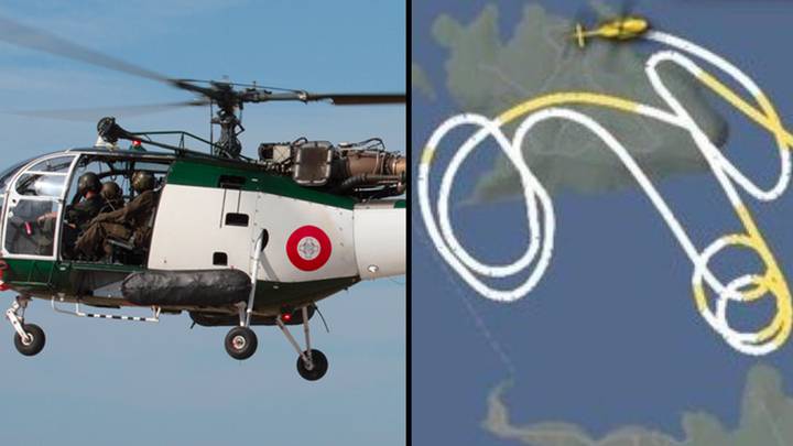 直升机飞行路径追踪在空中绘制阴茎