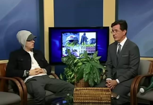 Colbert pretended not to know who Eminem was. Credit: Monroe Public Access