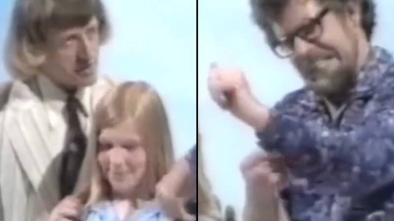 寒冷的镜头显示罗尔夫·哈里斯（Rolf Harris）与吉米·萨维尔（Jimmy Savile）开玩笑说女孩被留在他的“安全手”“loading=