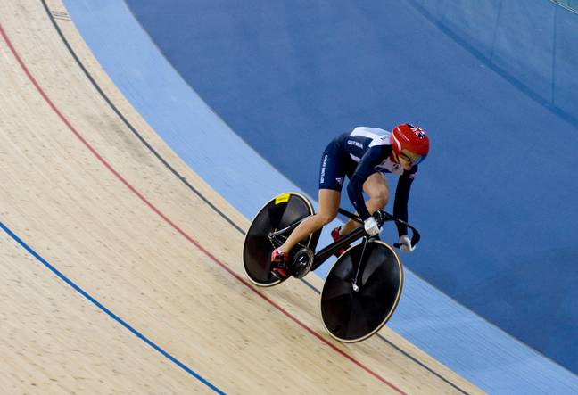 维多利亚·彭德尔顿（Victoria Pendleton）参加了2012年伦敦奥运会。图片来源：动作加运动图像/Alamy Stock Photo