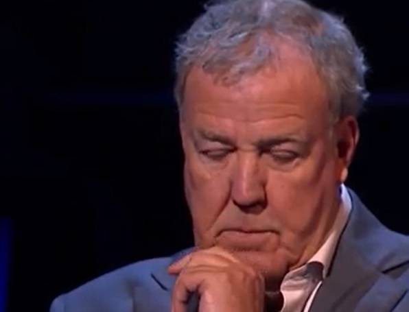 观众可以看到杰里米·克拉克森（Jeremy Clarkson）意识到Svein误解了这个问题的那一刻。图片来源：ITV