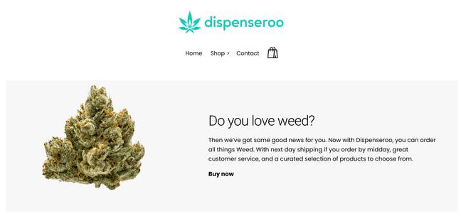 客户似乎能够通过网站在透明网络上购买杂草。学分：Dispenseroo网站