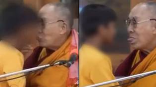 达赖喇嘛说，他后悔的视频显示他亲吻男孩，并要求他“吮吸他的舌头”“loading=