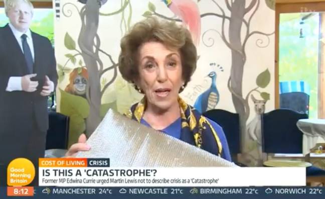 人们批评埃德温娜·柯里（Edwina Currie）的小费。图片来源：ITV