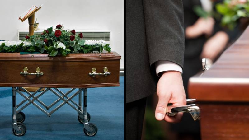 “死”的女人在自己的葬礼上活着并在棺材里呼吸