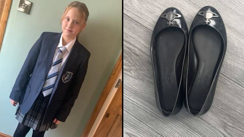 妈妈放学后的愤怒将女儿送回家穿着Vivienne Westwood鞋子