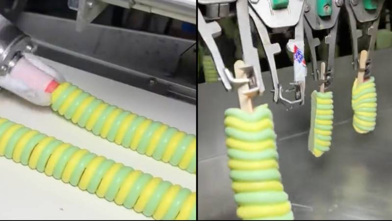 在工厂制作的Twister棒棒糖非常奇怪