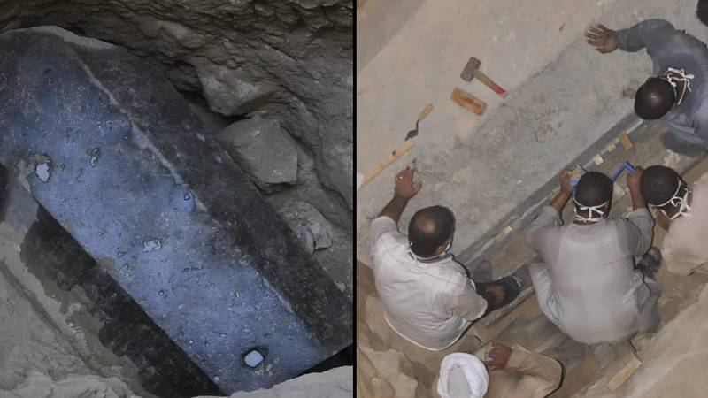 考古学家开设了一个2,000年历史的黑色石棺，人们担心“释放诅咒”