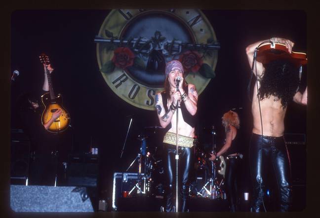 1988年的Guns n'Roses在舞台上。信贷：Mediapunch Inc./Alamy Stock Photo
