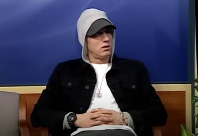The bizarre comedy skit is possibly Eminem's most awkward interview. Credit: Monroe Public Access