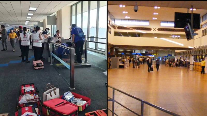 妇女的腿被困在移动人行道之后，在曼谷机场被截肢