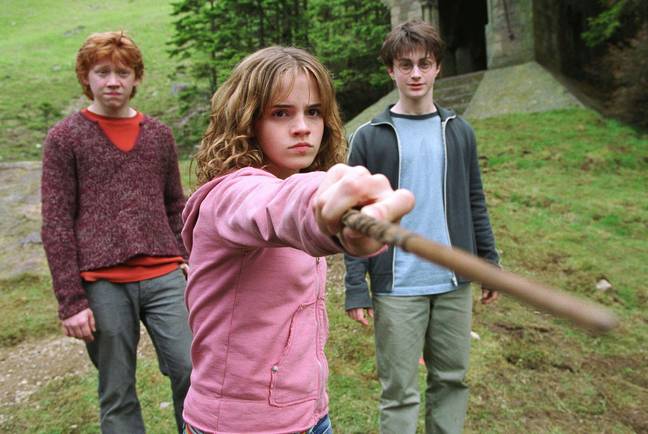鲁珀特·格林特（Rupert Grint），左他是哈利·波特（Harry Potter）的艾玛·沃特森（Emma Watson）和丹尼尔·拉德克利夫（Daniel Radcliffe）和阿兹卡班（Azkaban）的囚徒。图片来源：Abaca Press / Alamy