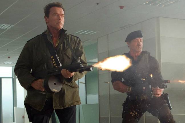 Stallone和Schwarzenegger现在是好朋友，并且一起出现在Demendables Flicks中。学分：狮门