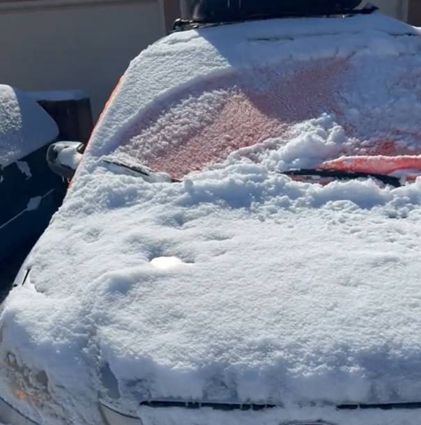 汽车被冰和雪覆盖吗？有一种简单的方法可以摆脱它。学分：tiktok/@nicolebweb
