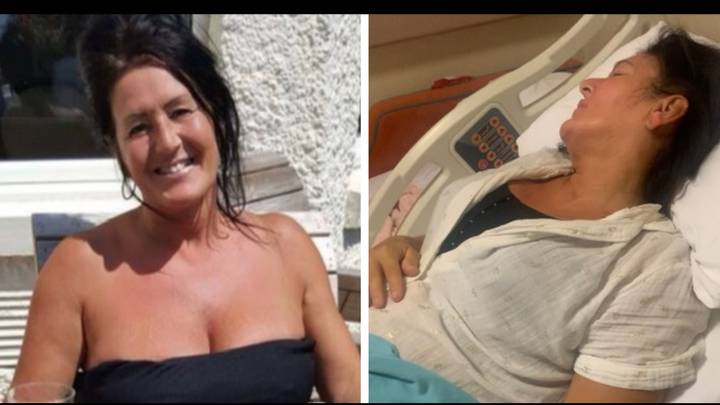 Mother-of-two's breast implants 'fall out of her chest' after