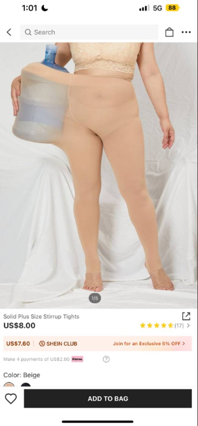 Shein slammed for model posing with water dispenser to show plus-size tights-Telangana  Today