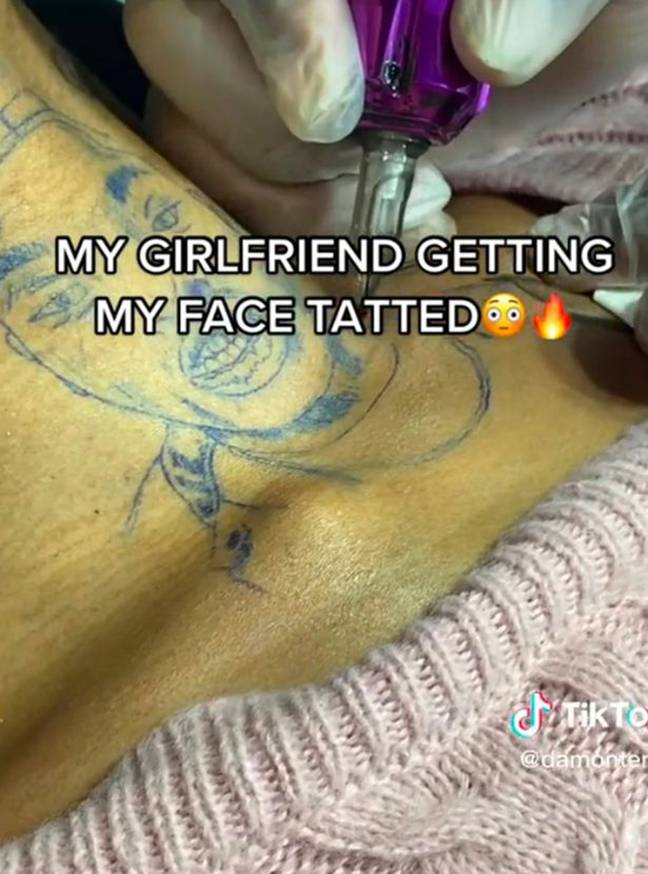 Blueface girlfriend #ChriseanRock got a portrait of his face tattooed on  her neck.👀😳 How's it lookin y'all?!?🤔 @HipHopTiesM