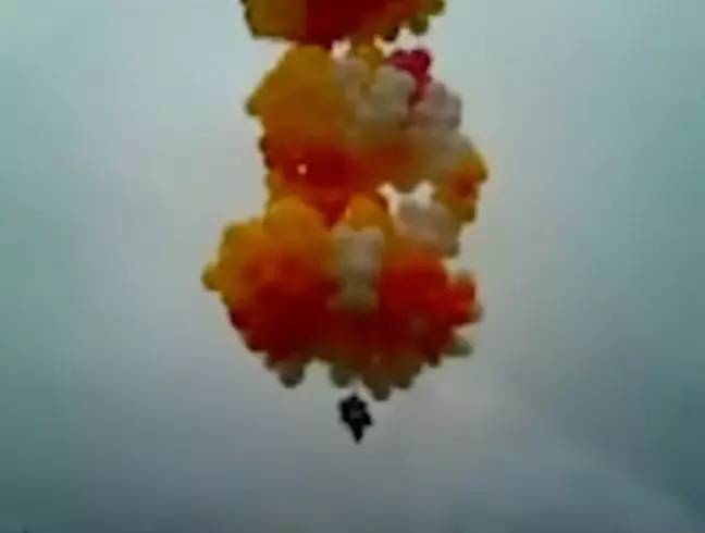 A number of balloons were found two days after de Carli lost contact. Credit: YouTube / @catholicnewsagency