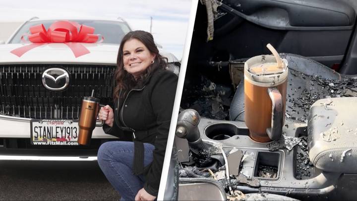 Cup company Stanley delivers replacement car for woman whose cup survived  in car fire that went