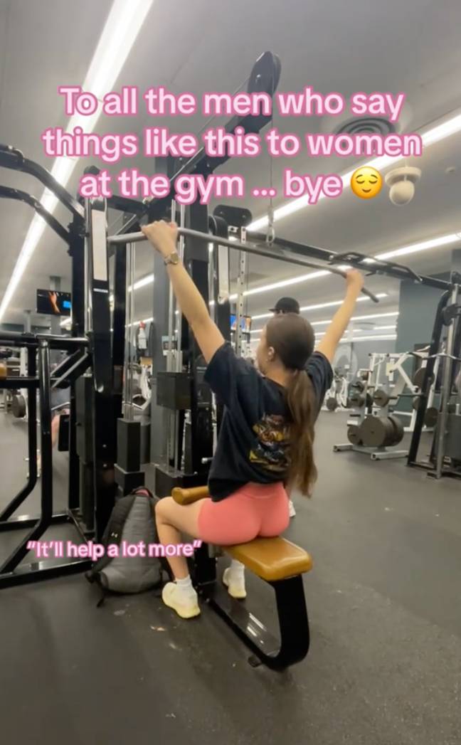 Oh for someone to be able to go to the gym and workout in peace. Credit: TikTok/@emmysbakedbeans