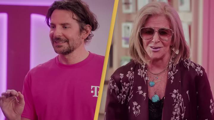 Bradley Cooper and his mom in a T-Mobile commercial during Super Bowl