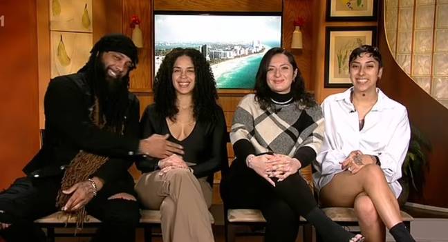 Mazayah Andrews with his three wives. Credit: ITV/This Morning