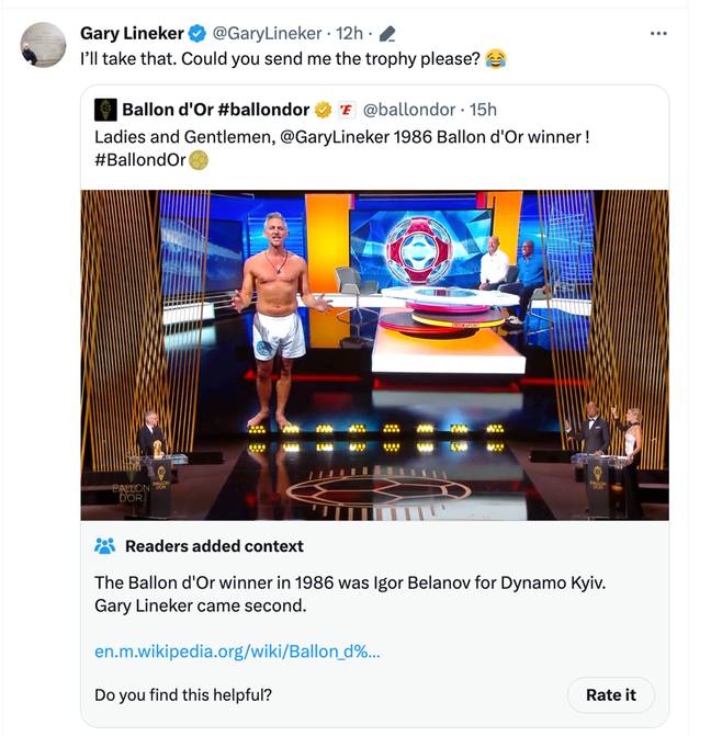 Official Ballon d'Or account has been 'community noted' for getting winner  wrong