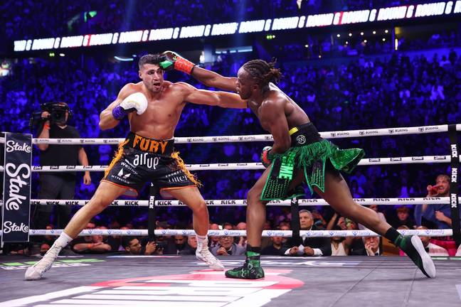 KSI and Tommy Fury during their bout. Image: Getty 
