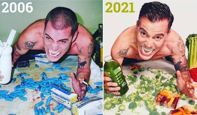Quite the contrast - Steve-O gave up drugs in 2007. Credit: Twitter/Steveo