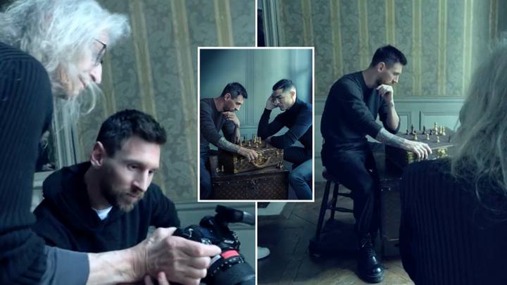 Leo Messi and Ronaldo Louis Vuitton photoshoot behind the scenes Playing  Chess and Reactions 🐐 