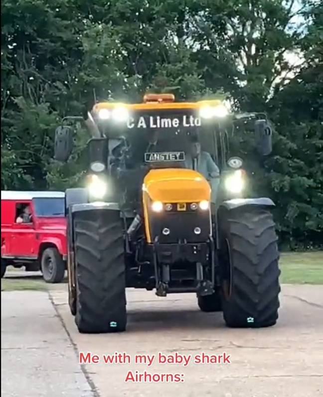 Lad Turns Up To Prom In A Tractor With Baby Shark Horn