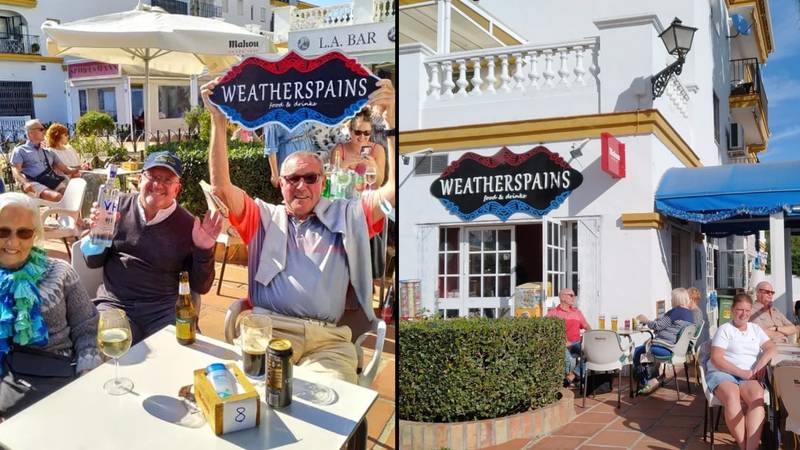 英国人羊群涌向哥斯达黎加的sol“ weatherspains”酒吧，该酒吧在阳光下出售便宜的品脱