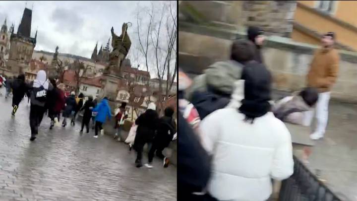Locals run to safety over Prague's iconic Charles Bridge after school  shooting leaves several dead