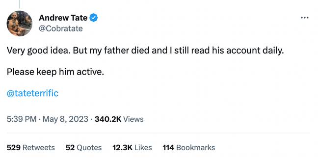 My Father Died and…”: Andrew Tate Emotionally Begs Elon Musk Not to Remove  His Father's Twitter Presence Post Policy Change - The SportsRush