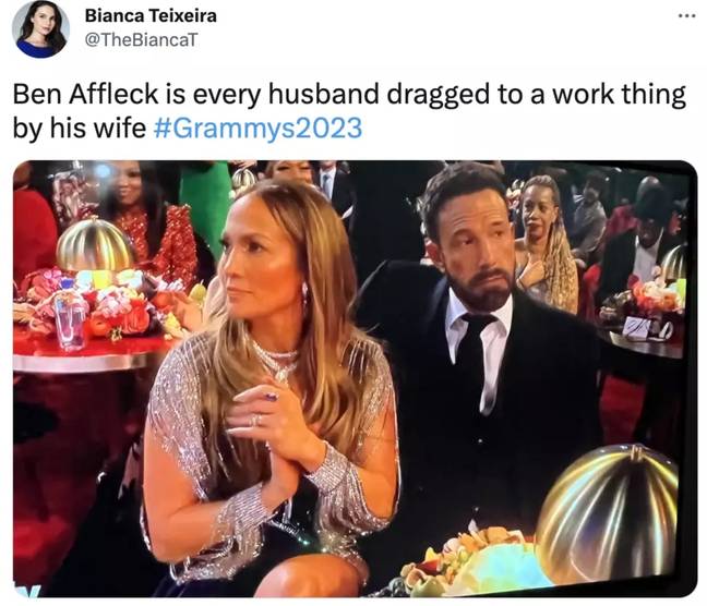 Affleck became a meme earlier this year after his Grammys appearance. Credit: Twitter
