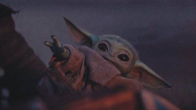 角色被称为“婴儿Yoda”。学分：迪士尼/卢卡斯影业
