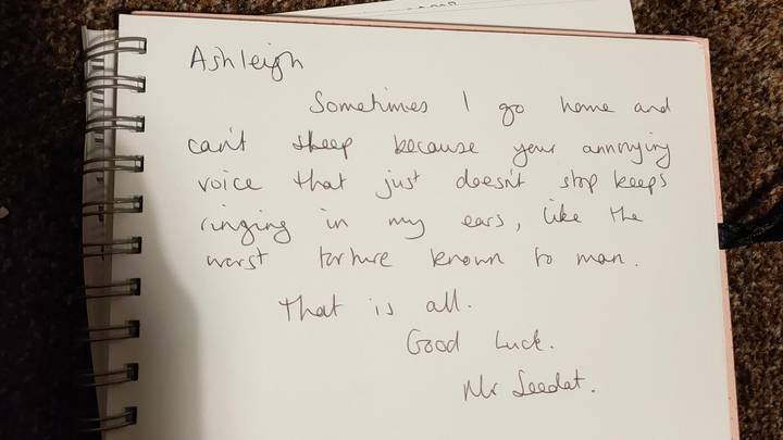 Twitter User Shares Hilarious Message Teacher Left In Leaving Book