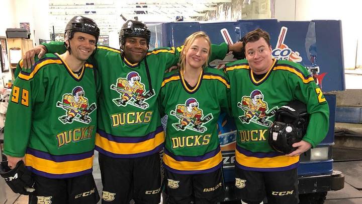 Cast of The Mighty Ducks fly together again at Anaheim Ducks NHL game