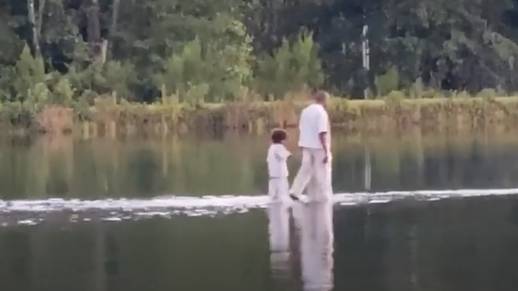 Kanye West 'Walks On Water' With Children During Sunday Service - LADbible