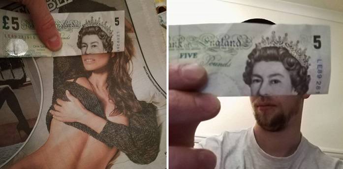 小伙子让女王看起来像她用旧五磅的钞票拉脸