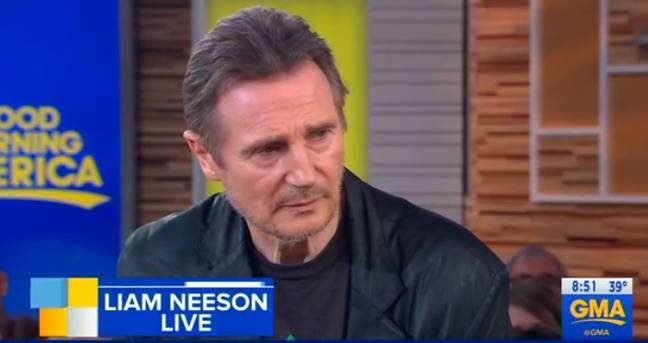 利亚姆·尼森（Liam Neeson）出现在美国早安。信用：美国广播公司/美国早安