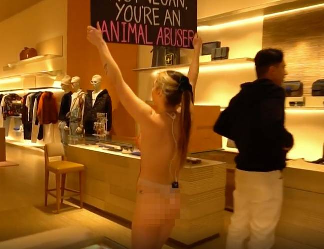 Viral News: Notorious vegan protestor storms into Louis Vuitton store  half-naked, video surfaces