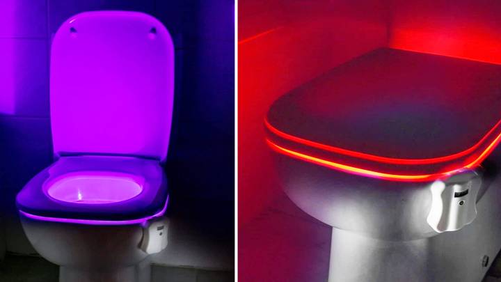 We got given a toilet light but it's stuck on red which is the most  terrifying colour to have glowing from your toilet : r/funny